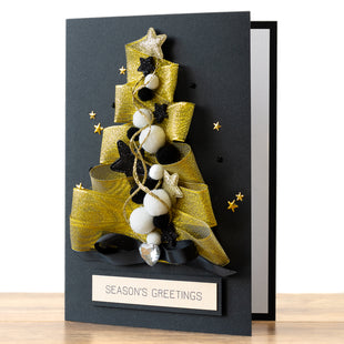 A5 Boxed Handmade Christmas Card 'Gold Festive Tree'