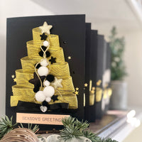 A5 Boxed Handmade Christmas Card 'Gold Festive Tree'